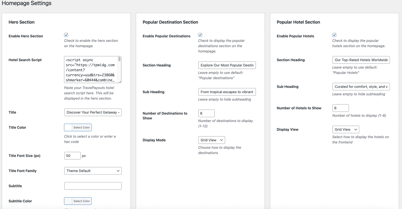Home Page Full Customization Feature